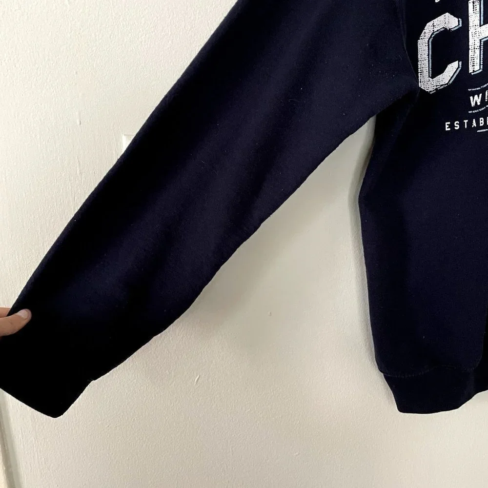 Unbranded Chicago Graphic Crewneck Sweater Medium Navy Blue Women Fleece Lining